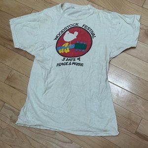 RARE Woodstock 10th Anniversary Vintage T-Shirt 3 Days of Peace & Music XL